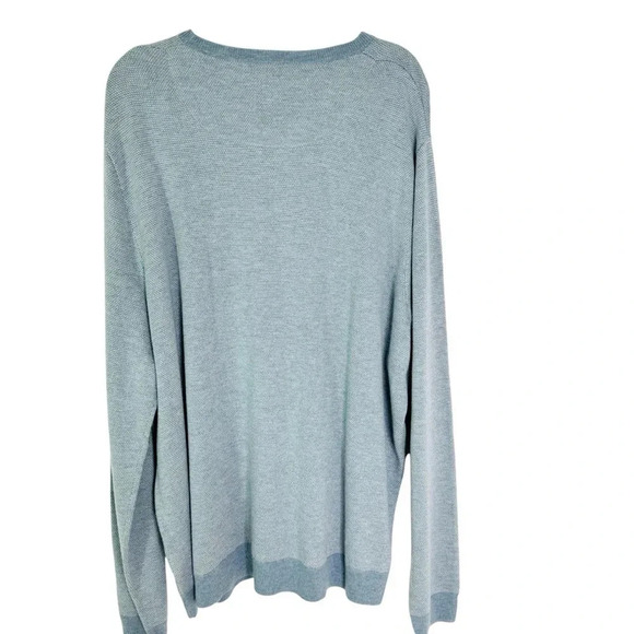Nordstrom Big & Tall Bird's Eye Crewneck Sweater Blue Chambry Birdseye Size 3XL - Picture 5 of 8